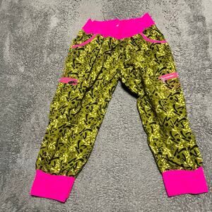 Zumba Camo Pants Cargo Capri Womens XL Neon Pink Baggy